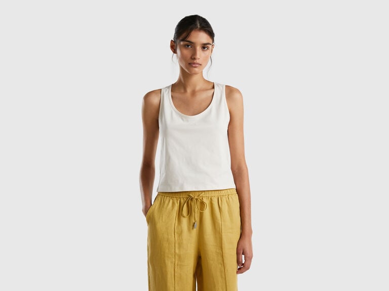 (image for) sconti benetton Canotta cropped bianco panna
